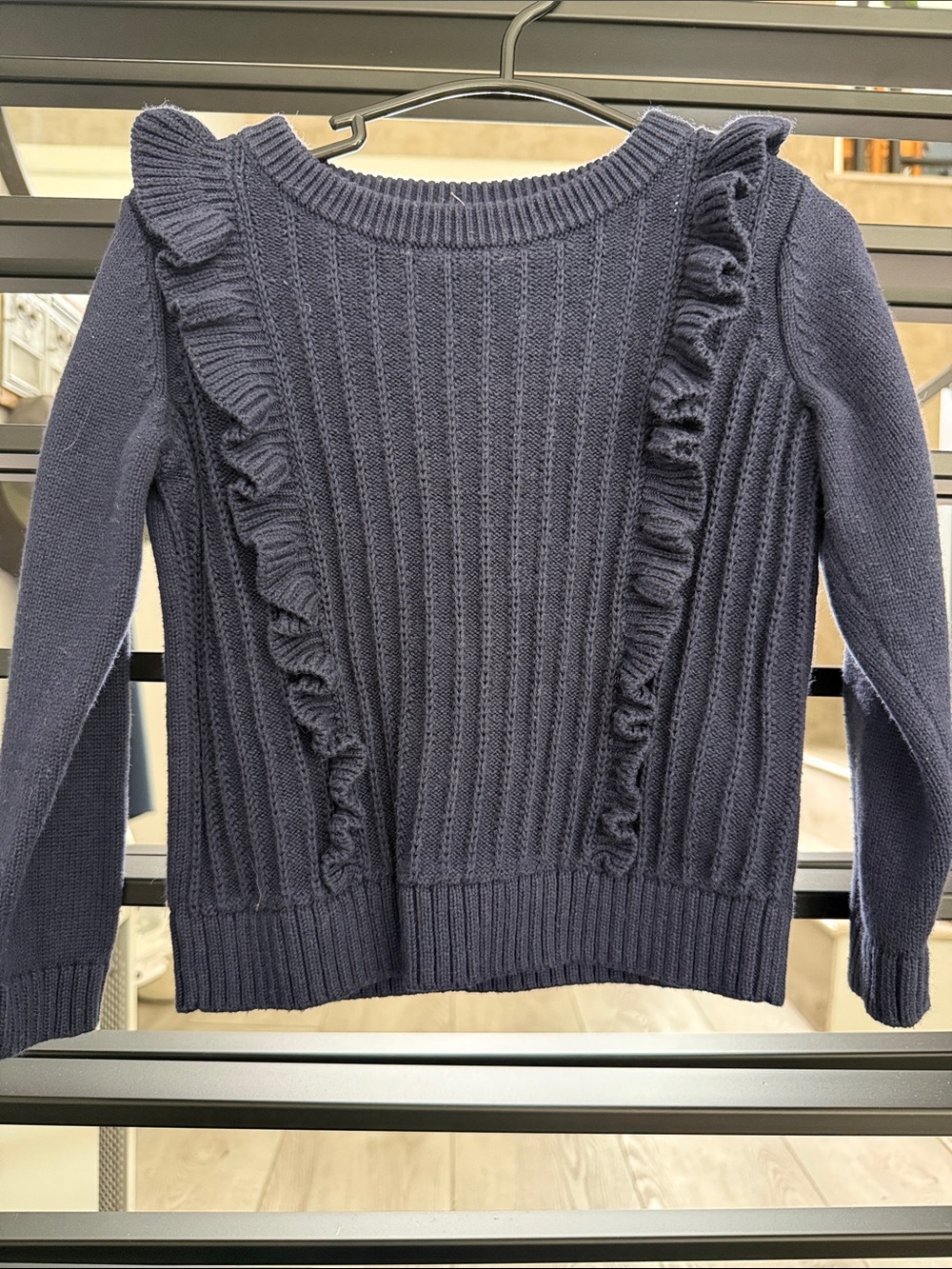 GAP Navy Ruffle Detail Knit Sweater